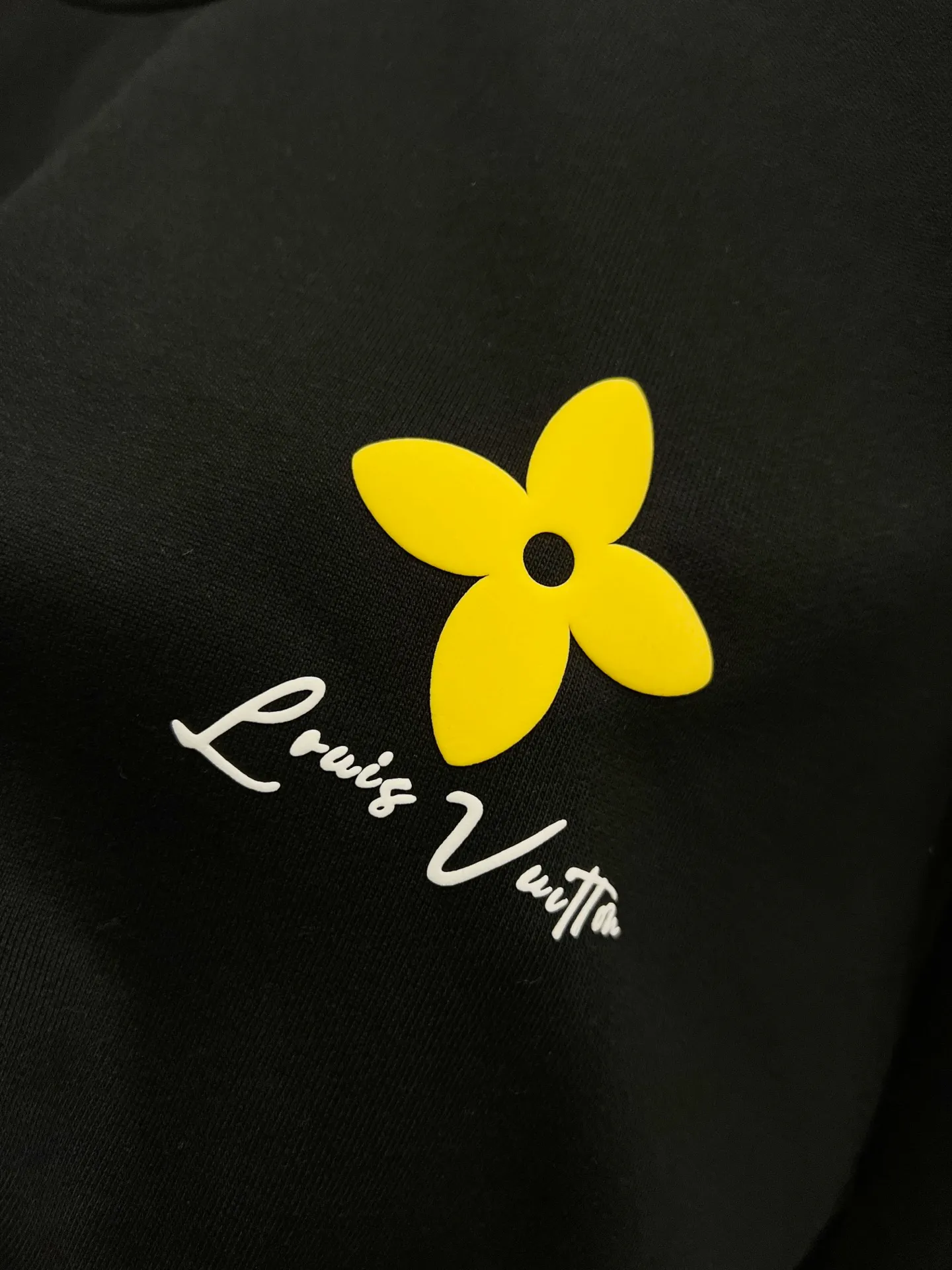 🅿️260 1v Louis* 2025 autumn and winter new style, customized double yarn fabric, round neck long-sleeved sweatshirt, classic large flower foaming technology design, high-end version! The same loose version for men and women S M L XL XXL five sizes color black white
